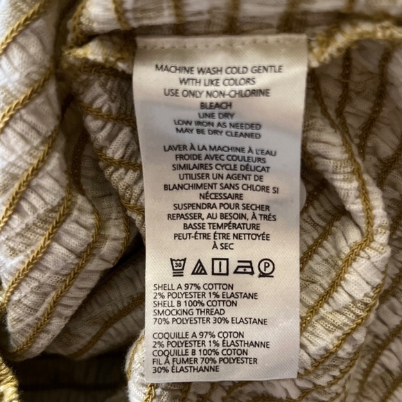 By Anthropologie Seersucker Smocked Puff-Sleeve Crop Top Chartreuse Size M NWT - Picture 10 of 11